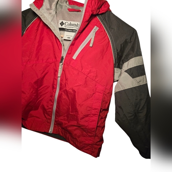 COLUMBIA Rain Wind Breaker Lightweight Jacket Kids Size 6/7 Red Zipper - Picture 3 of 6